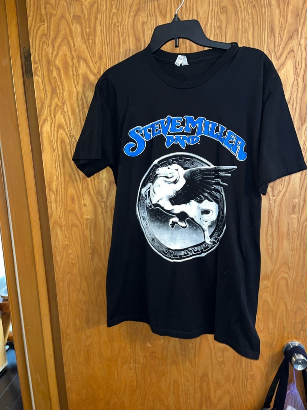 Alstyle Steve Miller Band Black T‑Shirt with Blue and White Graphic